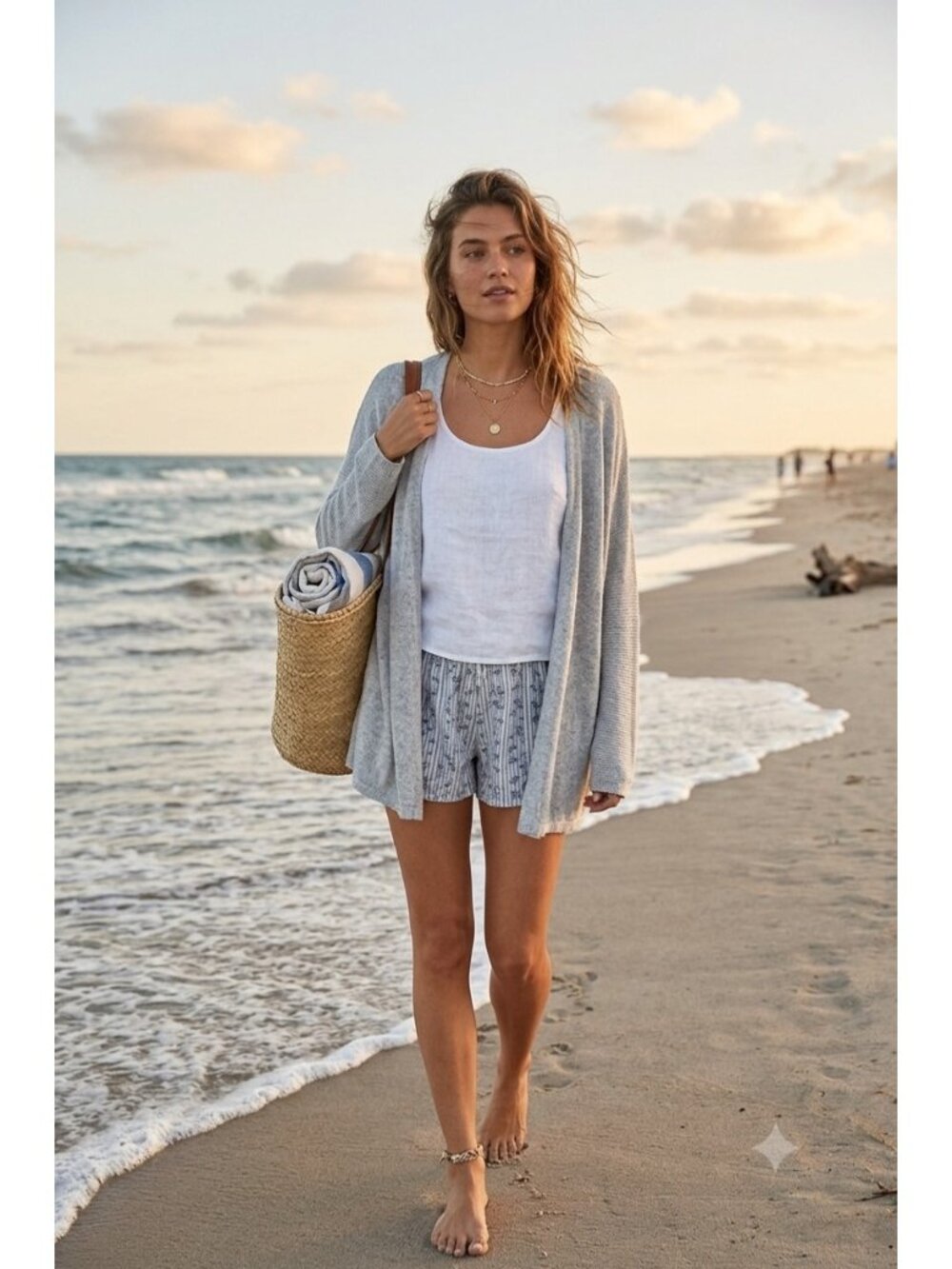 Brandy Melville Open Lightweight Cardigan Gray One Size Minimalist Beach Coastal